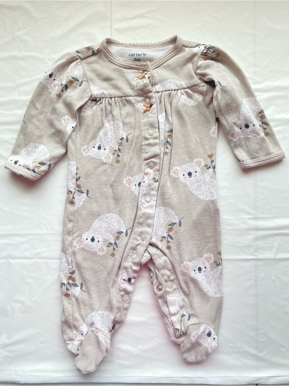 Carter's Baby Girl Koala Floral Footed Sleep & Play Pajamas Gray 3M